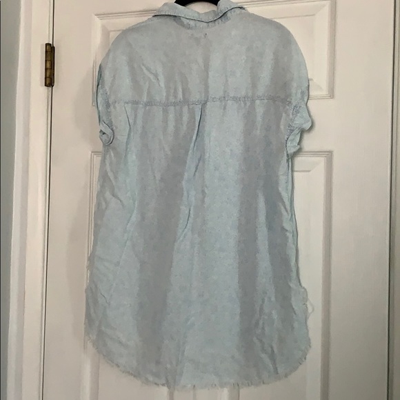 Short Sleeve, Light Denim Colored, Button Up Top - Picture 5 of 5